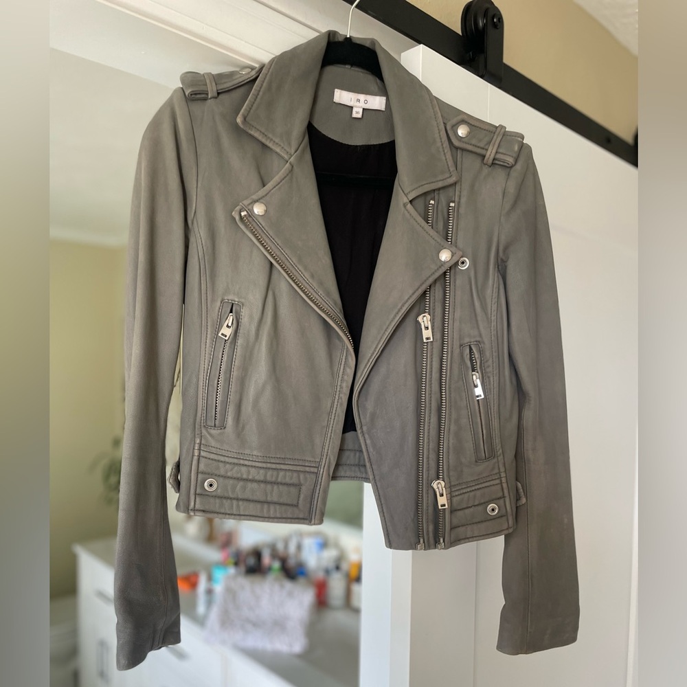 IRO Women's Lamb Leather Jacket in Gray